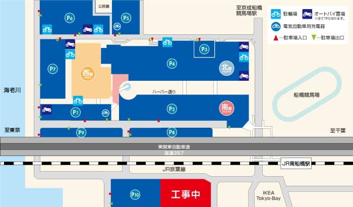 ららぽーとTOKYO-BAYの駐車場案内図