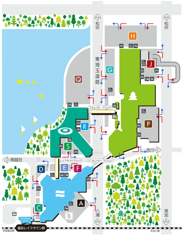 イオンレイクタウンの駐車場案内図